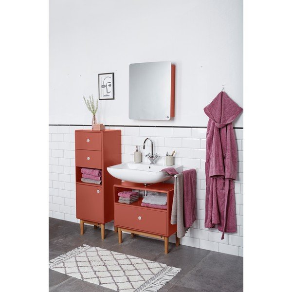 Raudona sieninė vonios spintelė su veidrodžiu Tom Tailor Color Bath-image-1