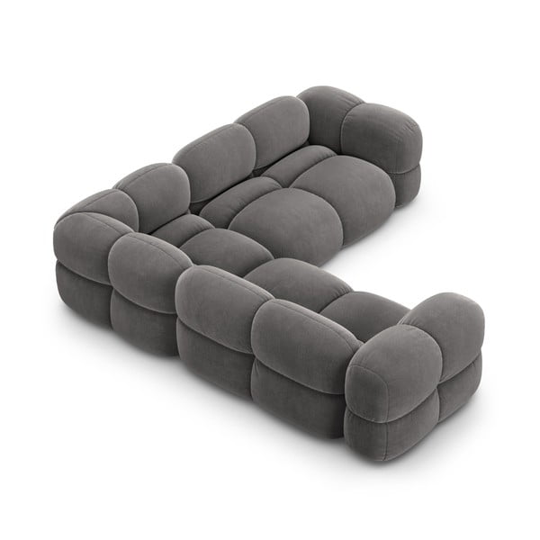 Pilkos spalvos iš velveto kampinė sofa Loretto – Cosmopolitan Design-image-4
