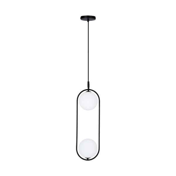 Juodas pakabinamas šviestuvas su stikliniu gaubtu 18,5x15 cm Cordel - Candellux Lighting