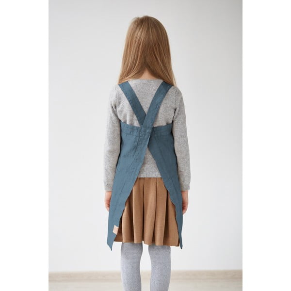 Vaikiška mėlyna lininė prijuostė Linen Tales Pinafore, 60 x 34 cm-image-1