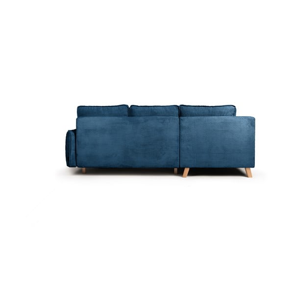 Iš kordinio velveto sulankstoma kampinė sofa mėlynos spalvos (su kairiuoju kampu) Tori – Bonami Selection-image-4
