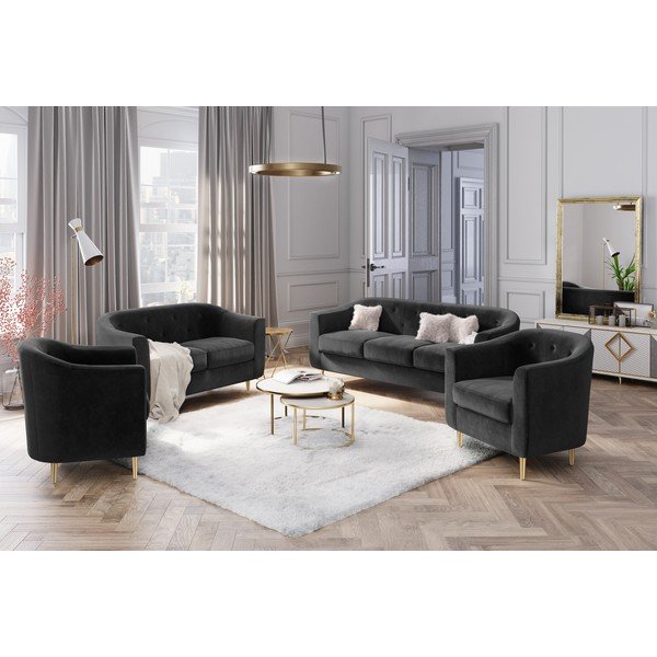 Tamsiai pilkas aksominis krėslas Kooko Home Corde-image-1