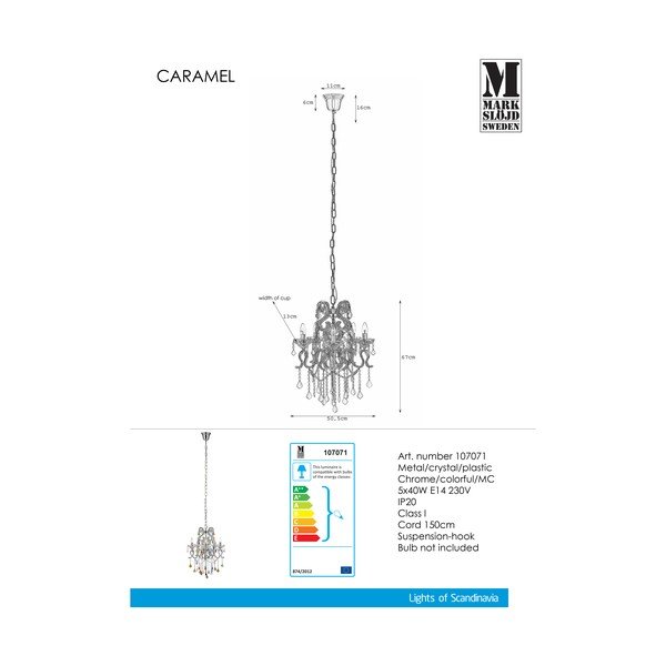 Pakabinamas šviestuvas "Markslöjd Caramel Chandel Chandelier-image-2