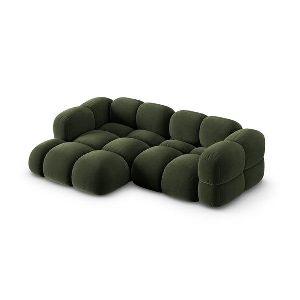 Žalios spalvos iš velveto kampinė sofa (su kairiuoju kampu/su gultu) Loretto – Cosmopolitan Design-image-3
