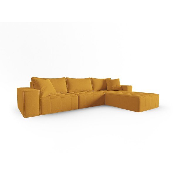 Kampinė sofa geltonos spalvos (su dešiniuoju kampu) Mike – Micadoni Home-image-2