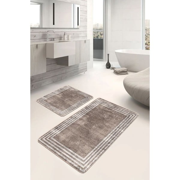 Rudos spalvos iš velveto vonios kilimėliai 2 vnt. 60x100 cm – Mila Home-image-1