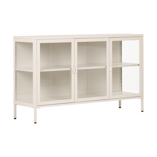 Kreminės spalvos iš plieno vitrina 140x85x40 cm Brisbane – House Nordic
