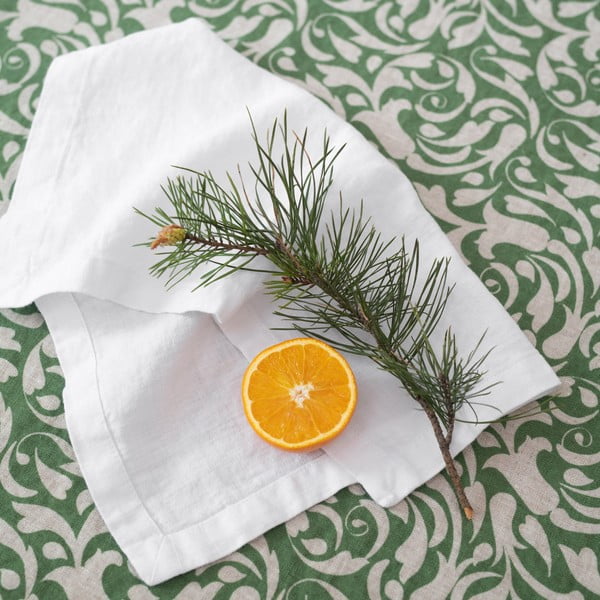 Iš lino stalo takelis 40x200 cm Evergreen Damask – Linen Tales-image-1