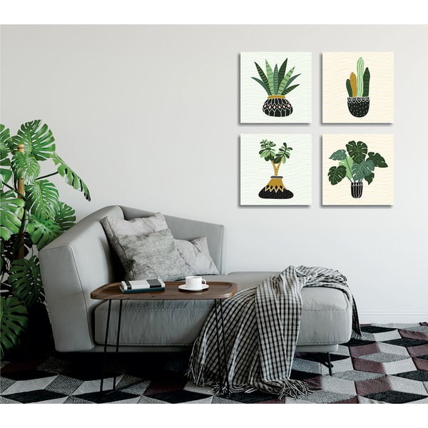 Paveikslai rinkinyje po 4 vnt. 30x30 cm Plants - Wallity-image-1
