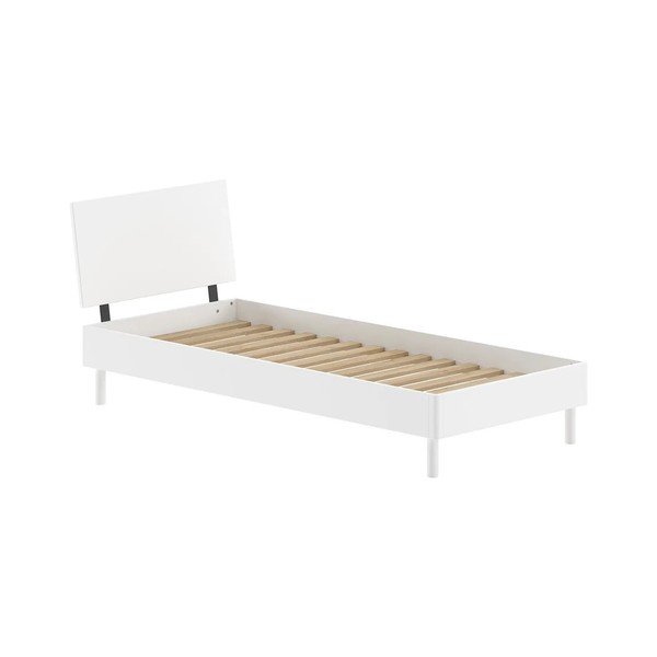 Baltos spalvos iš buko masyvo viengulė lova su lovos grotelėmis 90x200 cm Forrest – Vipack