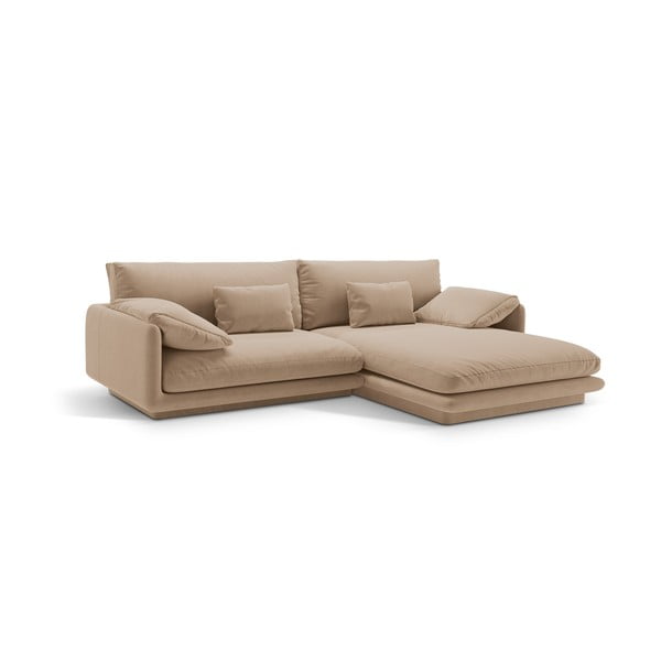 Iš velveto kampinė sofa smėlio spalvos (su dešiniuoju kampu/su gultu) Torino – Micadoni -image-2