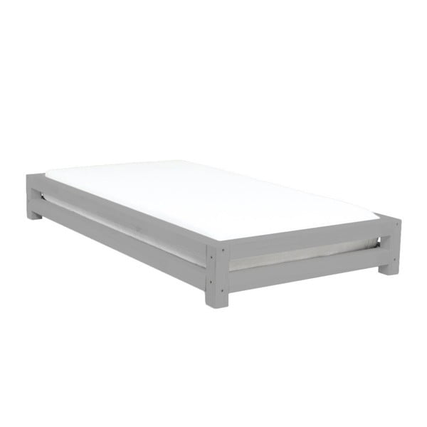 "Benlemi JAPA" pilka viengulė lova iš eglės medienos, 120 x 200 cm