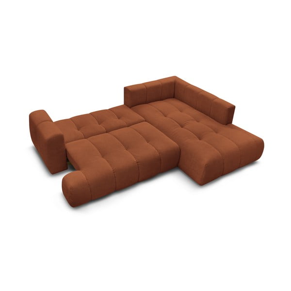 Raudonos plytų spalvos sulankstoma/su sandėliavimo vieta kampinė sofa (su dešiniuoju kampu/„L“ formos) Fuji – Bobochic Paris-image-4