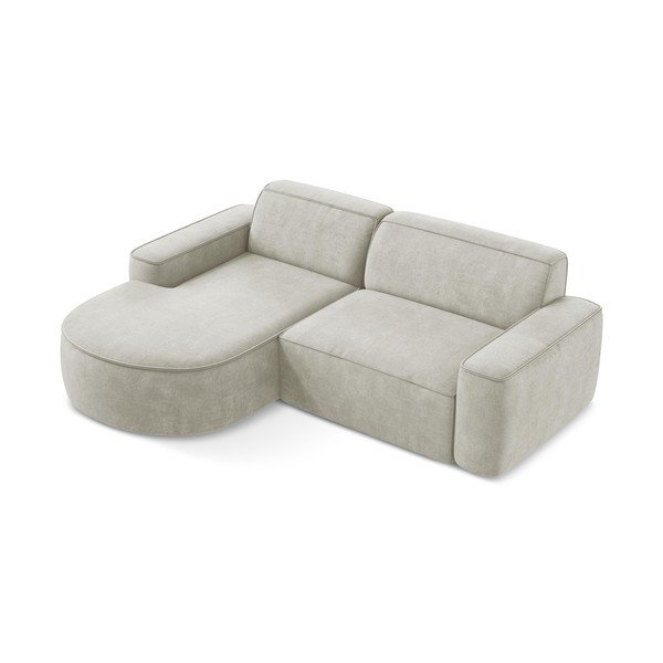 Kreminės spalvos iš šenilinio audinio kampinė sofa (su kairiuoju kampu/su gultu) Omao – Makamii-image-4