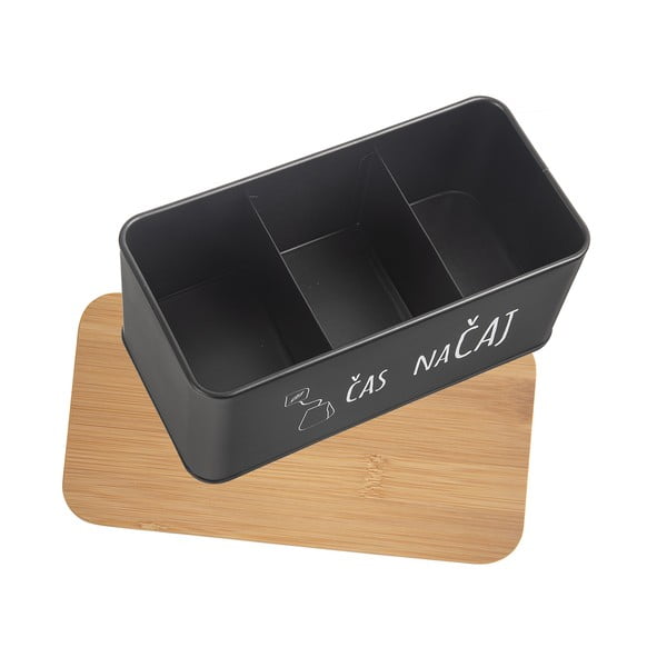 Arbatos dėžutė iš metalo juodos spalvos/natūralios spalvos – Orion-image-3