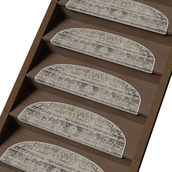 Laiptų kilimėlių rinkiniai smėlio spalvos 16 vnt. 20x65 cm Cottage Warmth – Vitaus-image-1