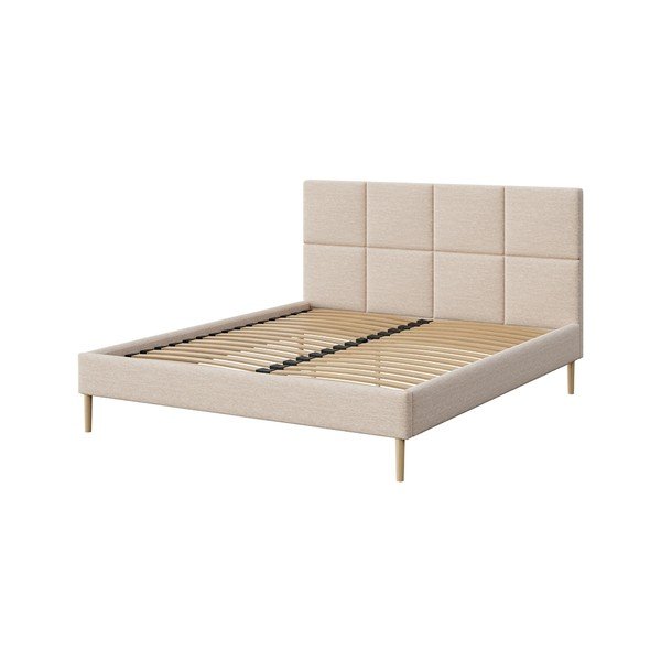 Kreminės spalvos dvigulė lova audiniu dengta su lovos grotelėmis 140x200 cm Alano – MESONICA-image-2