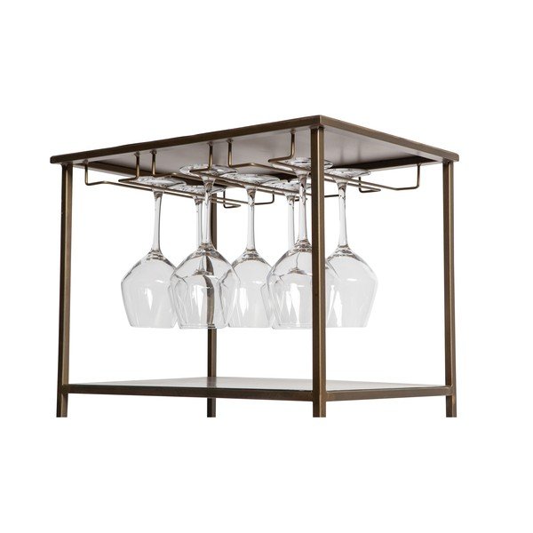 Metalinė žalvario spalvos vyno lentyna 16 butelių, 46x118 cm Vadim - WOOOD-image-3