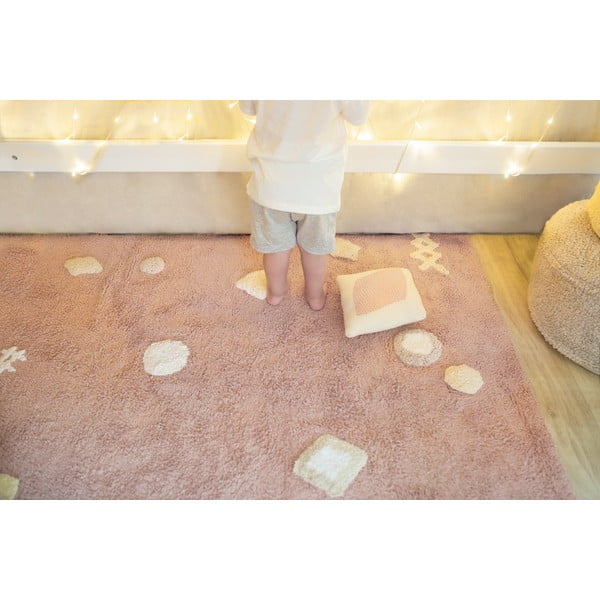 Skalbiamas/rankų darbo iš medvilnės vaikiškas kilimas rožinės spalvos 140x200 cm Noah – Lorena Canals-image-3