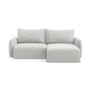 Šviesiai pilkos spalvos sulankstoma/su sandėliavimo vieta kampinė sofa iš velveto (su dešiniuoju kampu/su gultu) Kalena – Makamii