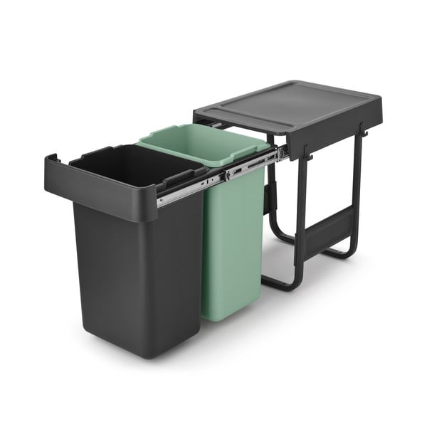 Iš plastiko šiukšliadėžė mėtų spalvos/tamsiai pilkos spalvos rūšiavimui/įmontuota 30 l Sort&Go – Brabantia