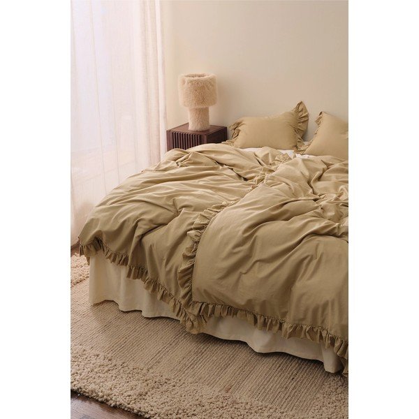 Šviesiai žalios spalvos/khaki spalvos iš satino medvilnės viengulė patalynė 150x210 cm Gloria – Ellos Home-image-1