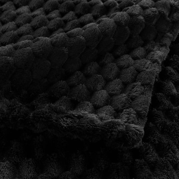Juodos spalvos iš mikroflanelės antklodė ir pledas 125x150 cm Mini Frosty – douceur d'intérieur-image-3