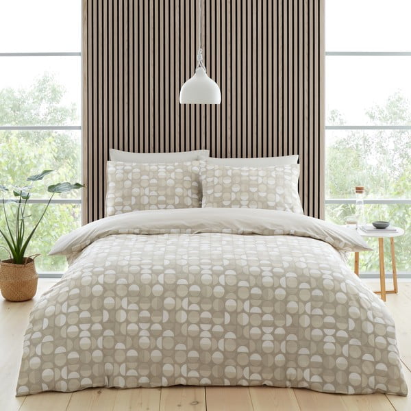 Baltos ir smėlio spalvos patalynė dvigulėje lovoje 200x200 cm Craft Floral - Catherine Lansfield-image-4