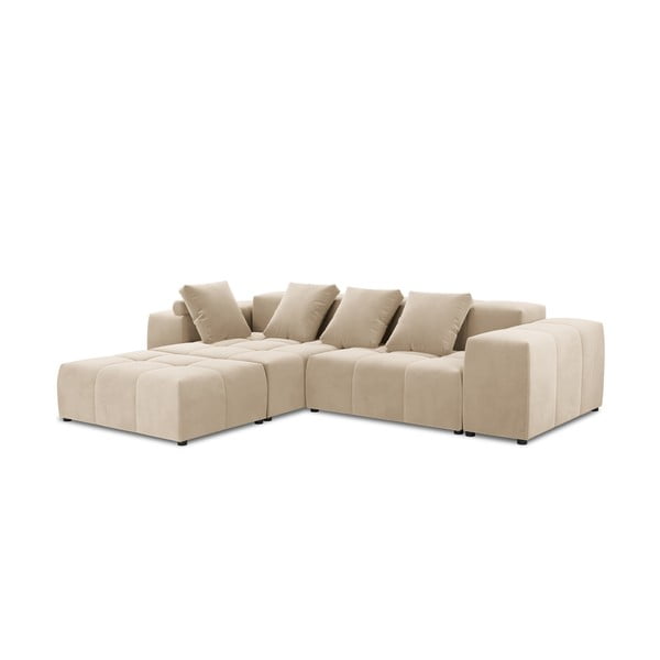 Smėlio spalvos aksominė kampinė sofa (kintama) Rome Velvet - Cosmopolitan Design-image-2