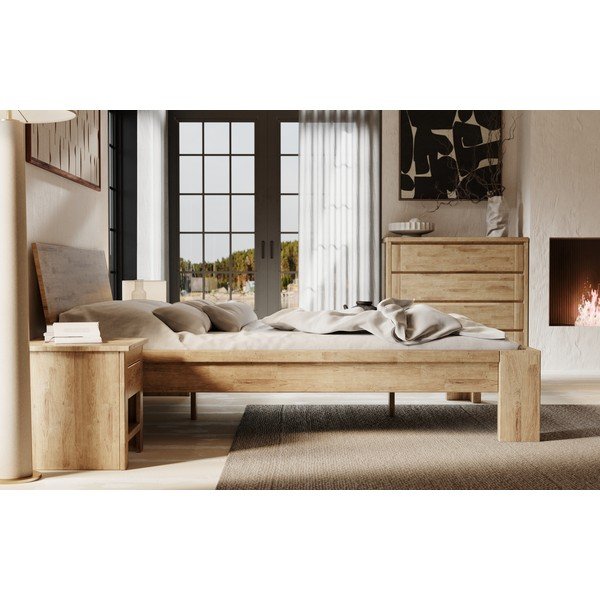 Iš ąžuolo masyvo žema šoninė spintelė rudos spalvos 105x96 cm Timo – Olivia Living-image-3