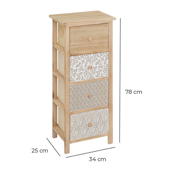 Iš paulovnijos masyvo aukšta šoninė spintelė natūralios spalvos 34x78 cm – Casa Selección-image-2