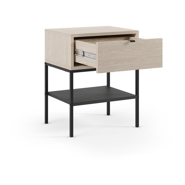 Šviesios natūralios spalvos matinis naktinis staliukas su lentynomis Sali – Marckeric-image-3