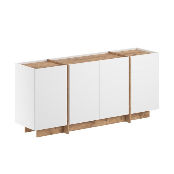 Baltos spalvos šoninė spintelė iš pušies su anga laidams 180x80x45 cm Dorma – Kalune Design