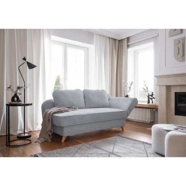 Šviesiai pilkos spalvos iš kordinio velveto gultas (su dešiniuoju kampu) Chic Charlotte – Miuform-image-4