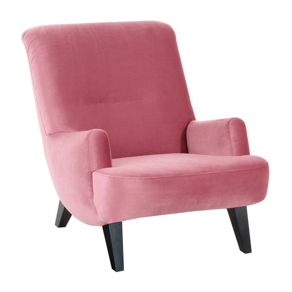 Rožinis fotelis su juodomis kojomis "Max Winzer Brandford Suede