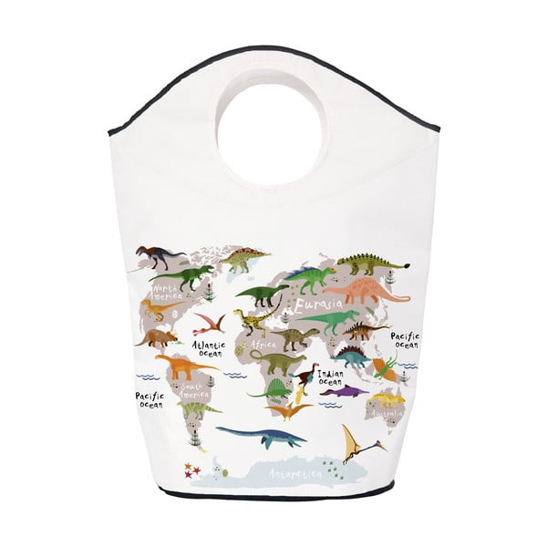 Iš tekstilės vaikiškas krepšys baltos spalvos 57x26x70 cm Dino World Map – Butter Kings