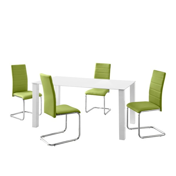Stalo ir 4 žalių kėdžių rinkinys Støraa Naral