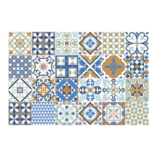 24 sieninių lipdukų rinkinys Ambiance Azulejos Ornaments Mosaic, 10 x 10 cm-image-2
