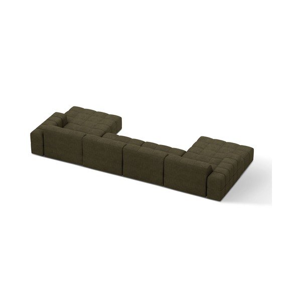 Khaki spalvos kampinė sofa iš šenilinio audinio („U“ formos) Chicago – Cosmopolitan Design-image-2