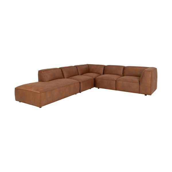 Kampinė sofa konjako rudos spalvos iš dirbtinės odos (su kairiuoju kampu) Fairfield Kentucky – Bonami Selection-image-3