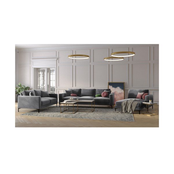 Pilka aksominė sofa Kooko Home Harmony, 158 cm-image-4