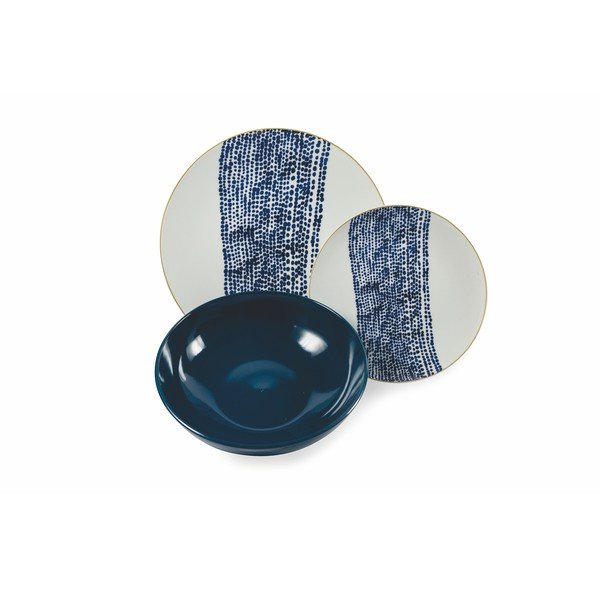 18 dalių porceliano ir akmens masės lėkščių rinkinys VDE Tivoli 1996 Blue Masai-image-4