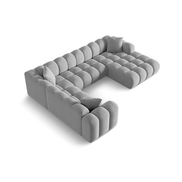 Šviesiai pilkos spalvos iš šenilinio audinio kampinė sofa (su kairiuoju kampu/„U“ formos) Treno – Cosmopolitan Design-image-2