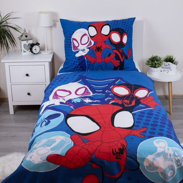 Mėlynos spalvos iš medvilnės viengulė vaikiška patalynė 140x200 cm Spidey – Jerry Fabrics-image-1