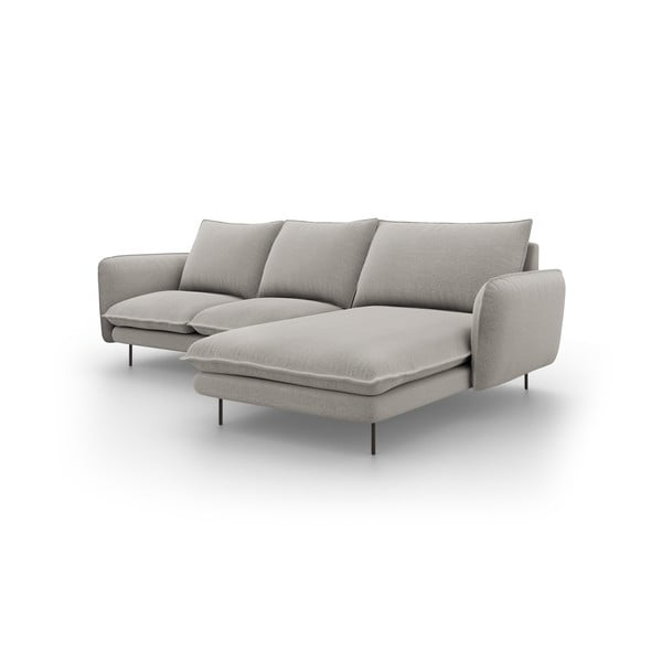 Šviesiai pilkos spalvos kampinė sofa Cosmopolitan Design Vienna, dešinysis kampas