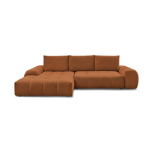 Terakotos spalvos iš šenilinio audinio sulankstoma/su sandėliavimo vieta kampinė sofa (su kairiuoju kampu/su gultu) Everest – Bobochic Paris