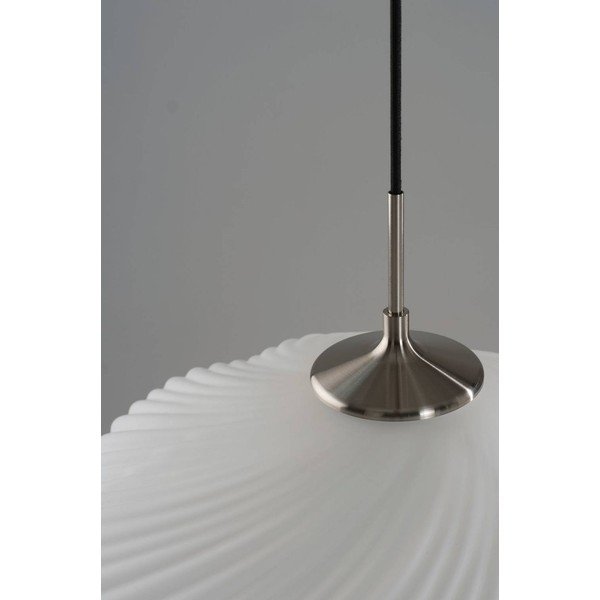 Baltos spalvos/sidabrinės spalvos kabantis šviestuvas iš opalinio stiklo su pritemdymo funkcija ø 50 cm Meringue – Jotex-image-3