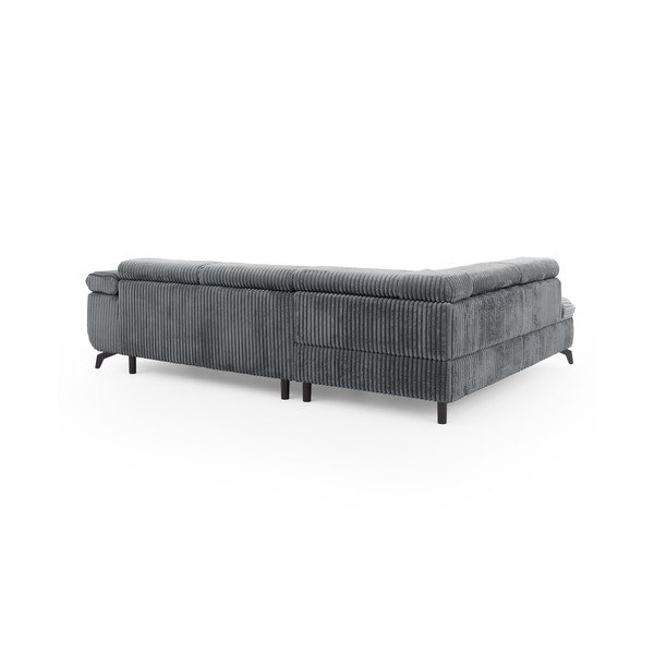 Pilkos spalvos kampinė sofa iš kordinio velveto (su kairiuoju kampu/„L“ formos) Marbeya  – Ropez-image-3