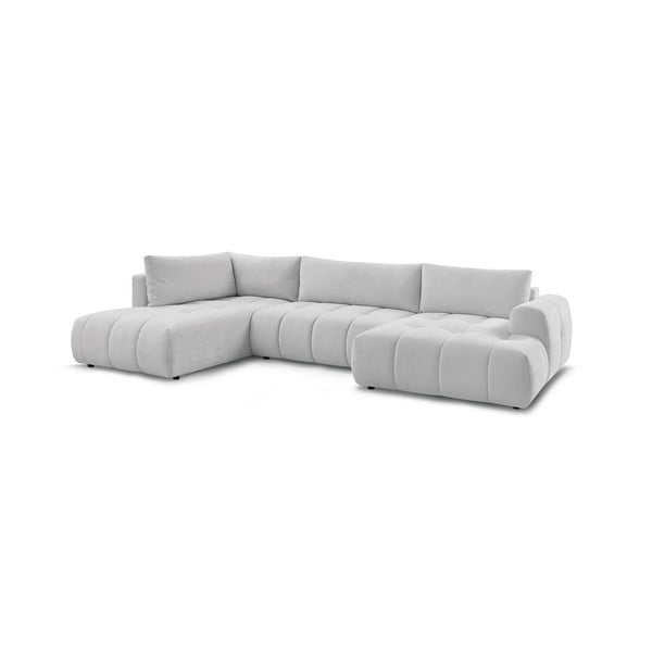 Šviesiai pilkos spalvos sulankstoma/su sandėliavimo vieta kampinė sofa (su kairiuoju kampu/„U“ formos) Fuji – Bobochic Paris-image-3