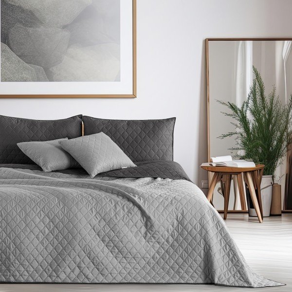 DecoKing Axel Charcoal Silver Grey dvipusis mikropluošto užtiesalas, 170 x 270 cm-image-2